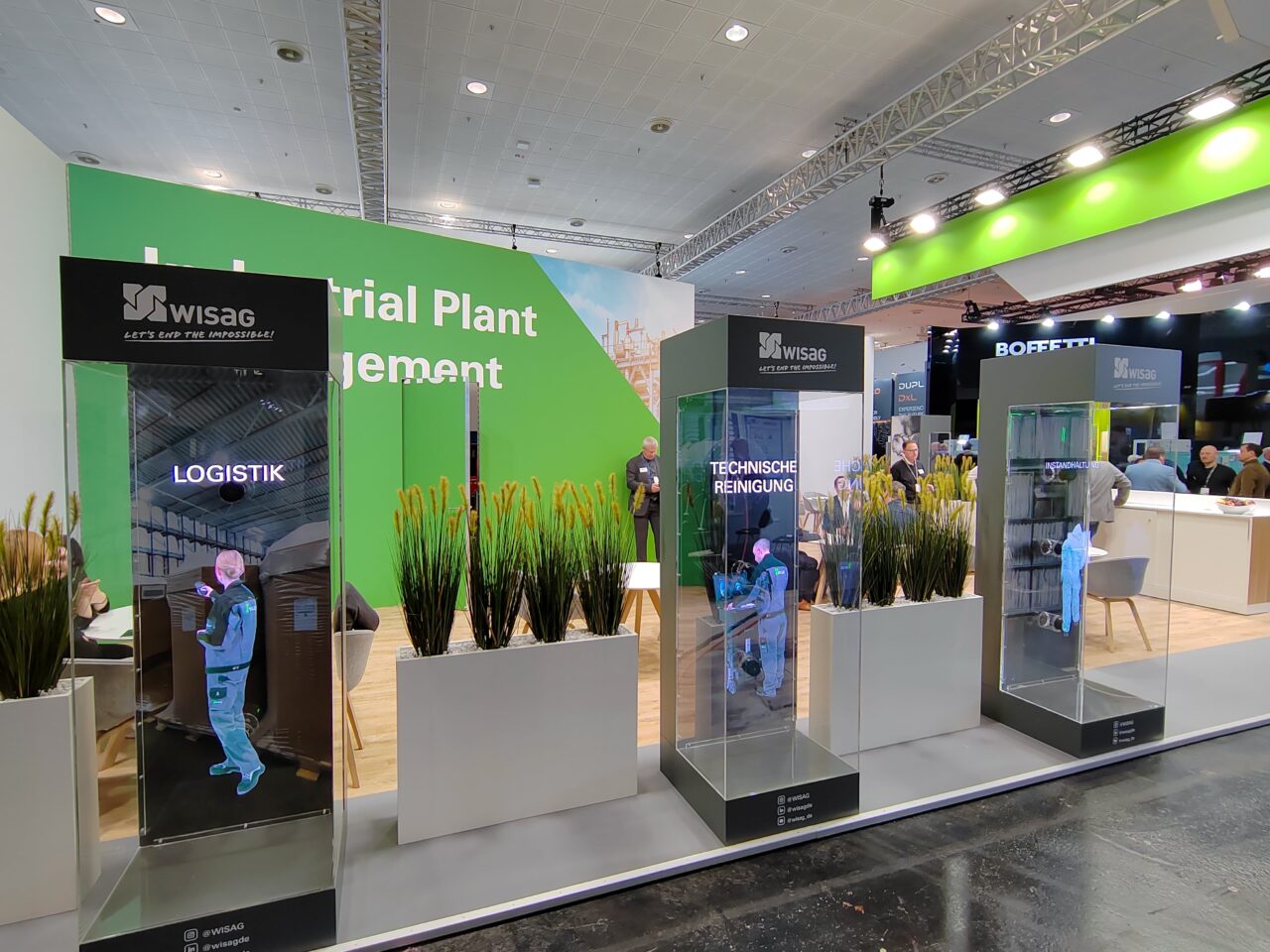 WISAG booth at Hannover Messe 2025 with Volucap holograms